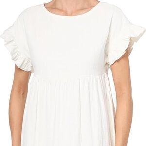 Mustard Seed Flowy Babydoll Mini Dress Women White Small